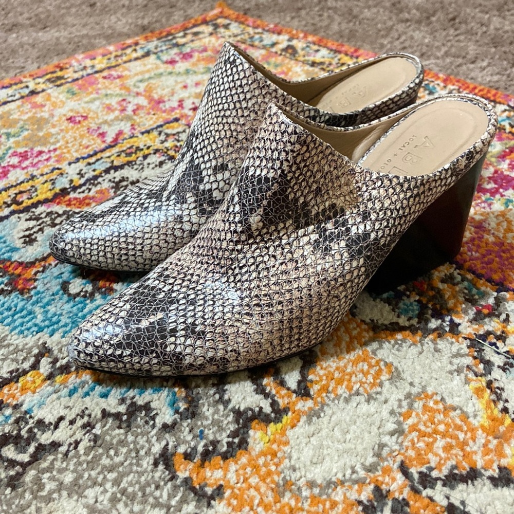 Able Snake Skin Mules